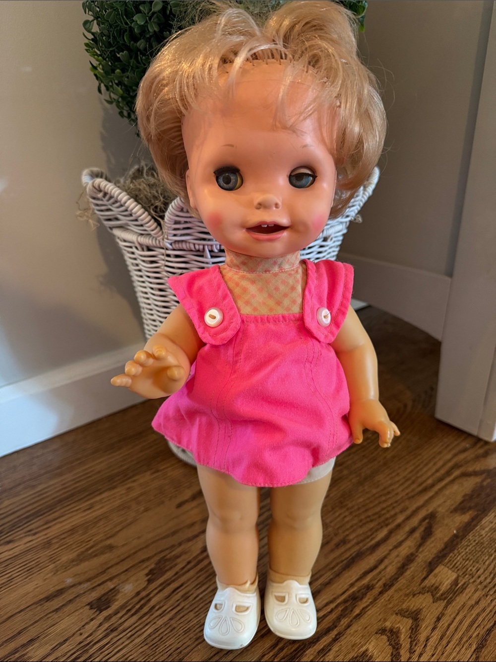 Mattel Vintage Blonde Doll in Bright Pink Outfit